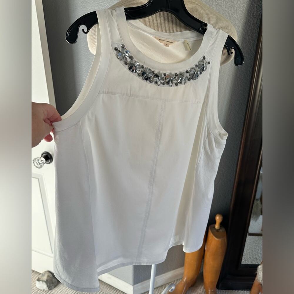 Rebecca Taylor top sparkle white silver size 8